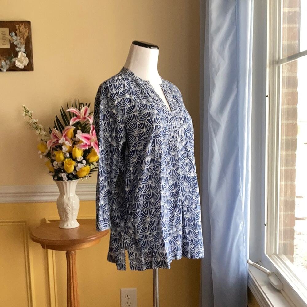 Talbots Blue Cotton Tunic Top, Size S